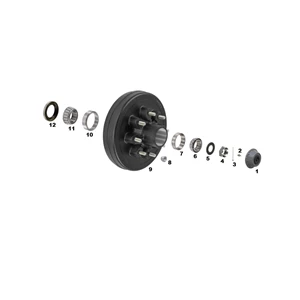 Brake H&D 865 1/2" Stud Complete Pre Greased Kit, 7k