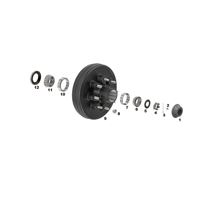 Lippert K-122465 Brake H&D 865 1/2" Stud Complete Pre Greased Kit, 7k