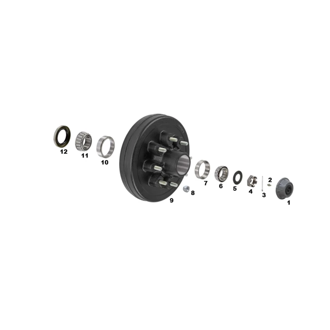 Lippert K-141290 Brake H&D 865 9/16" Stud Complete Pre Greased Kit, 7k
