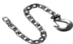 SC1436-G70 RAM - 1/4" x 36" Safety Chains, 12600# Cap., 1 Forged Slip Hook, w/ Safety Latch, Zinc Plated, Grade 70 Proof Coil