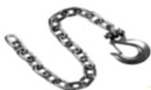 RAM - 1/4" x 36" Safety Chains, 12600# Cap., 1 Forged Slip Hook, w/ Safety Latch, Zinc Plated, Grade 70 Proof Coil