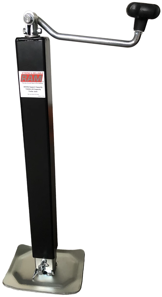 RAM TJD-8000 Heavy Duty Drop Leg Jack, Top Wind, 8000# Support Capacity, 7000# Lift Capacity, 2-1/4" Tube