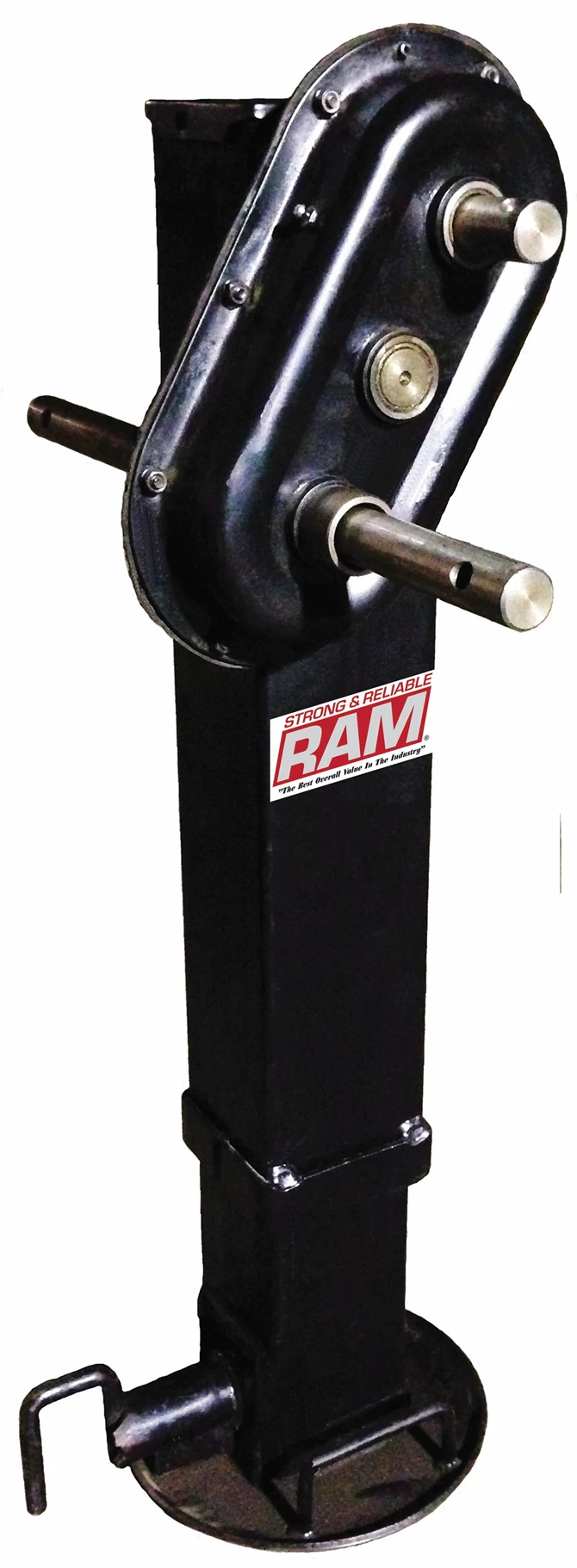 TJD2SP-25100-R RAM - 2-Speed Drop Leg Jack, 25000# Static Load, 25000# Lift, Side Pull Pin, Handle Included