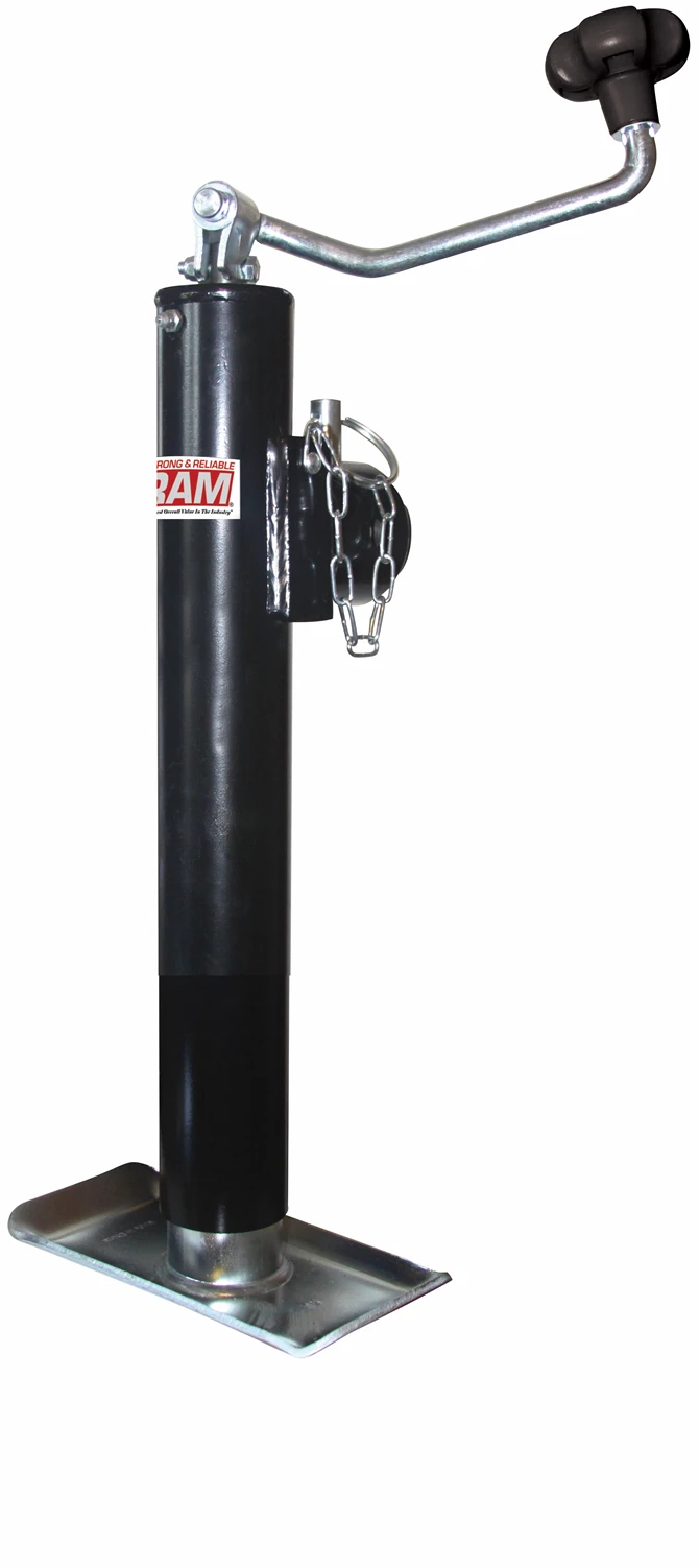 TJP-2001-B RAM - Weld-on Pipe Mount Swivel Jack, 2000# Capacity, 10" Lift, Top Wind, Black